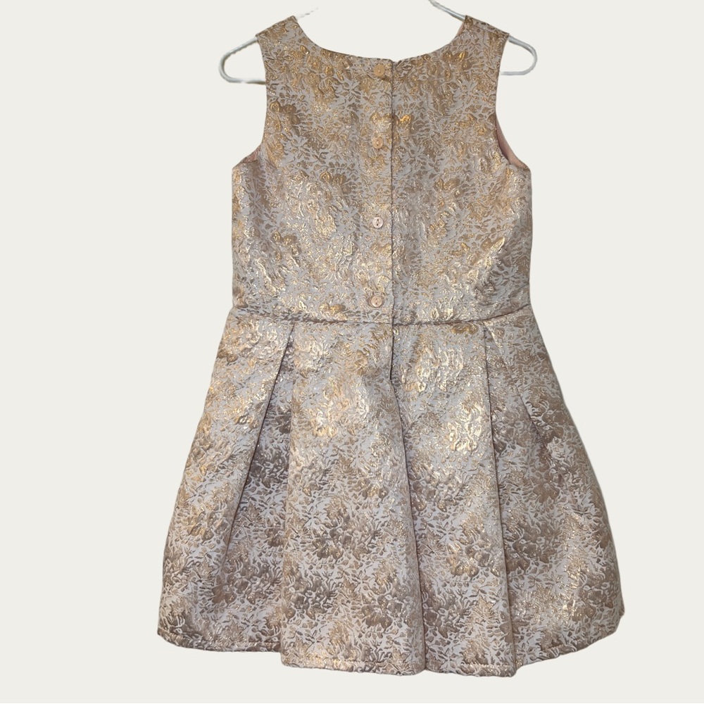 Carter's Elegant Gold and Cream Embossed Floral Dress Girl’s 4T - Picture 2 of 16